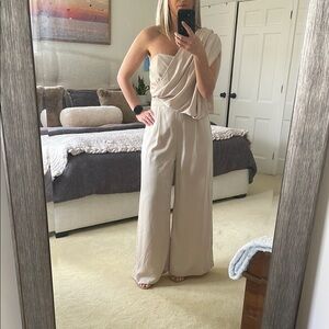 Elegant Cream One-Shoulder Jumpsuit